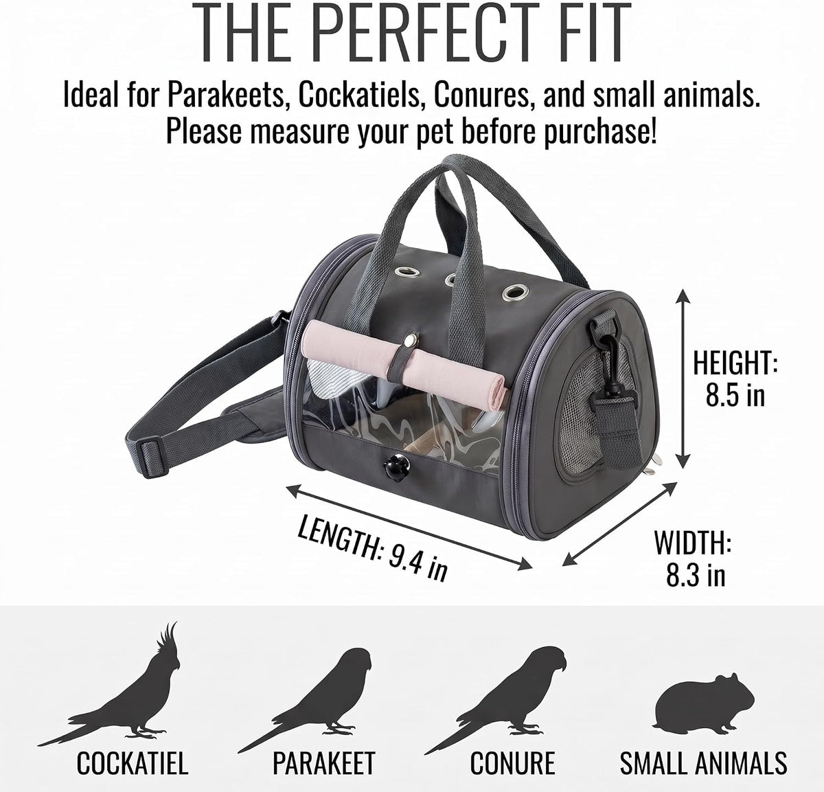 Foldable Bird Carrier with Sunshade, Travel Parrot Carrier for Vet Visit
