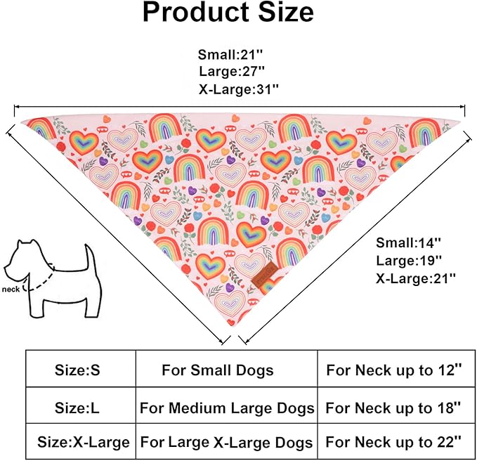 PTDECOR Rainbow Dog Bandanas Pride Day Dog Scarf Reversible Triangle LGBT+ - Image 4