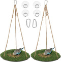 2pcs 10'' Bird Foraging Mat Toy Artificial Grass Hammock Hanging Lawn Swing with Hooks Enrichment Cage Accessories for Parakeets Parrots Cockatiels