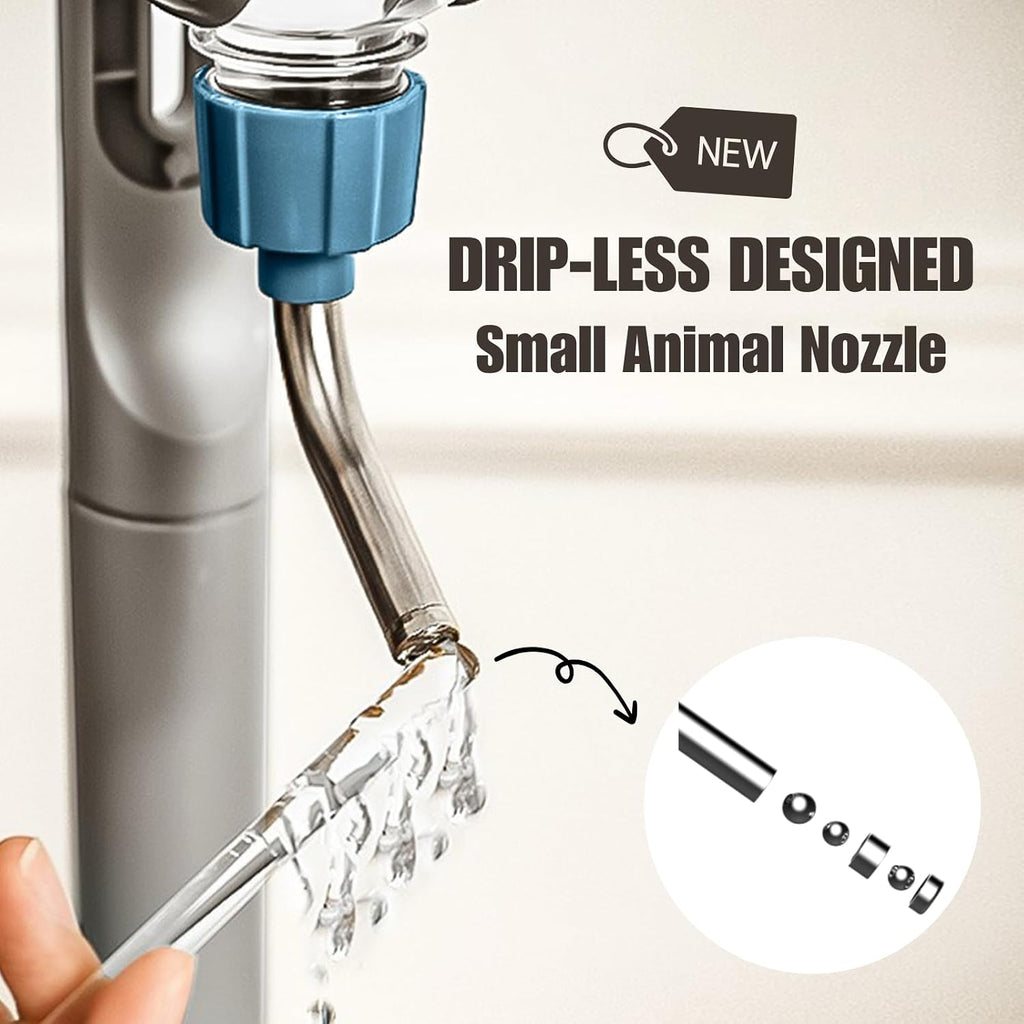 Automatic Pet Food Water Dispenser, Auto Gravity Pet Feeder Water Bottle Set for Crate Cage for Puppy Cat Rabbit Guinea Pigs Chinchilla Ferret Hedgehog (Blue)