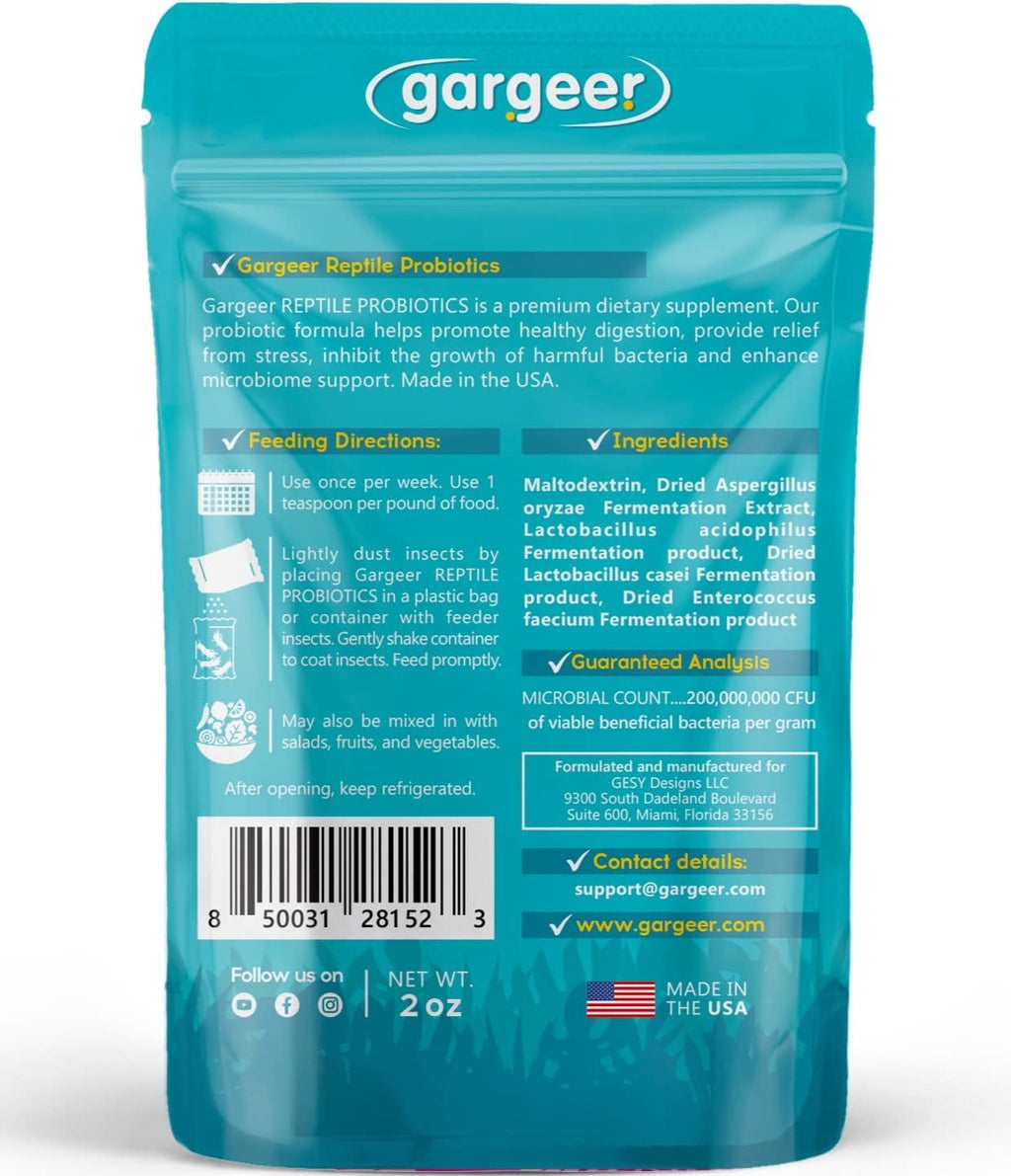 Gargeer 2oz All Reptile Probiotics. Improved Appetite & Digestion. USA Made