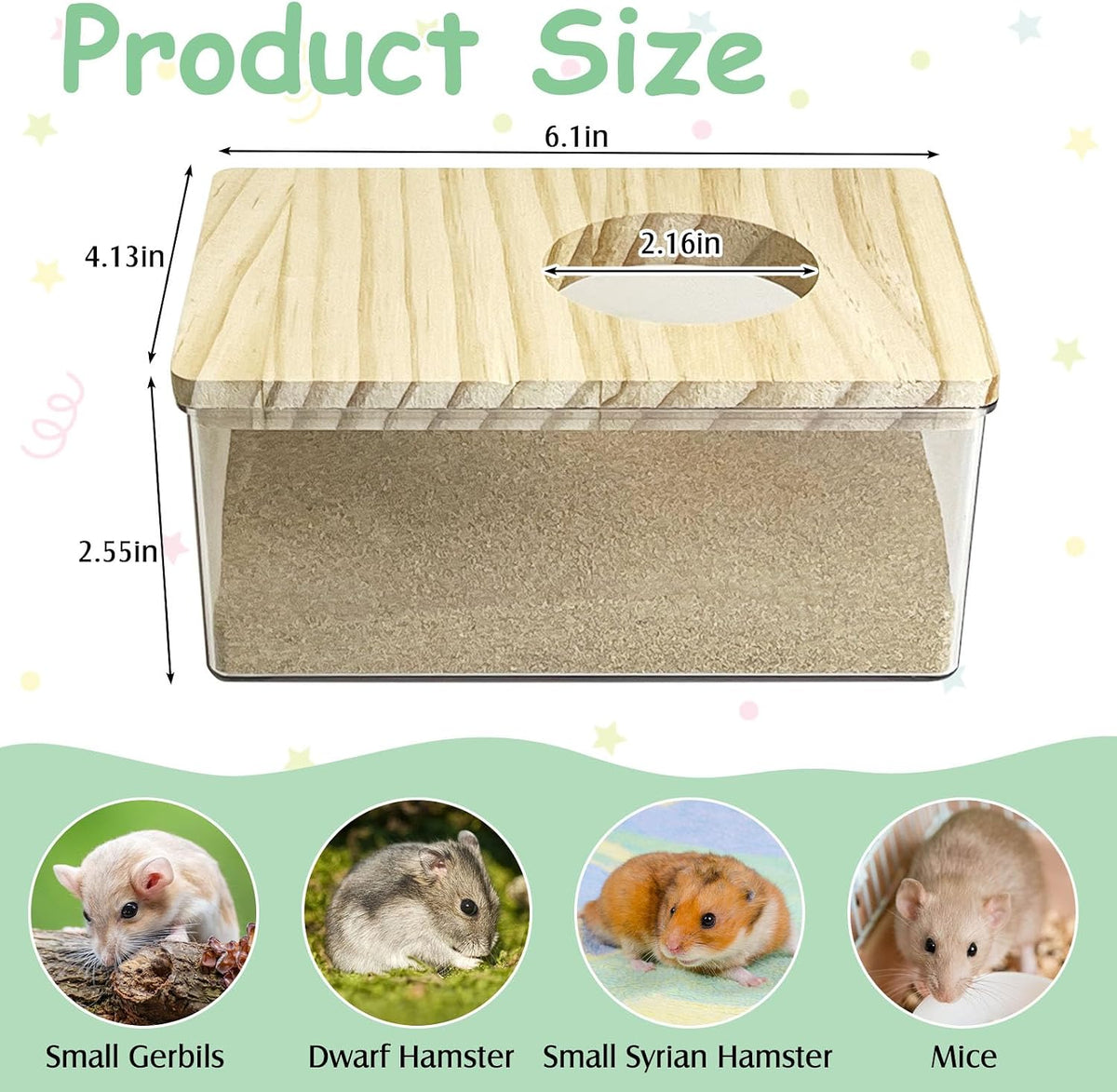 kathson Hamster Sand Bath Box Transparent Gerbil Bathroom & Digging Box Acrylic Small Syrian Hamster Litter Box Hamster Dust Bath Container Cage Accessories for Lemming Mice (Small Rectangle)
