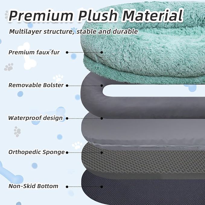 Human Dog Bed, Washable Faux Fur Pet Bed - Image 4