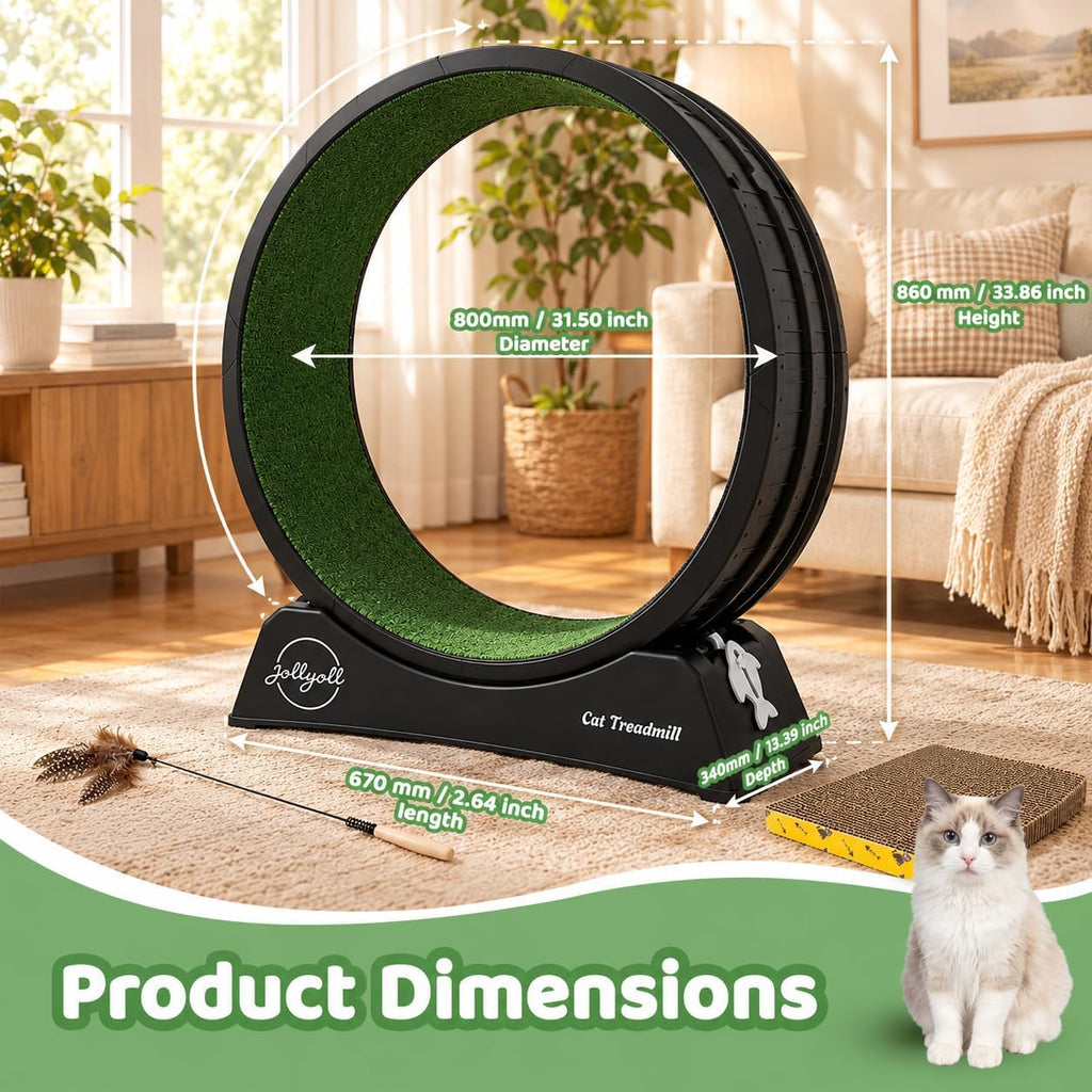 Cat Exercise Wheel for Indoor Cats, 33" Cat Wheel with Quiet TPE Roller & Paw-Friendly Running Mat & Large Space, Suitable for Weight Loss, Playing, Fitness & Pent-Up Energy - Kitty Pink