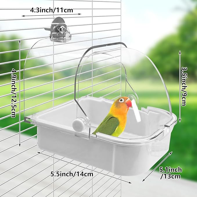 Tfwadmx Bird Cage Bath Hanging Parrot Bath Tub Water Shower Food Feeder Holder - Image 3
