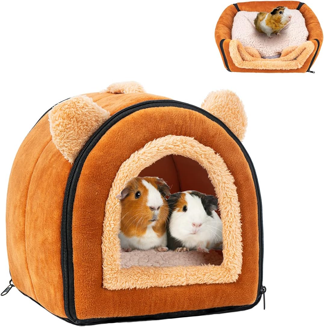 Pet Soft Guinea Pig & Rabbit Cozy Hideout House - Small Animal Bed for Guinea Pigs, Rabbits, Hamsters, Rats & Chinchillas Cave Bed (Stars)
