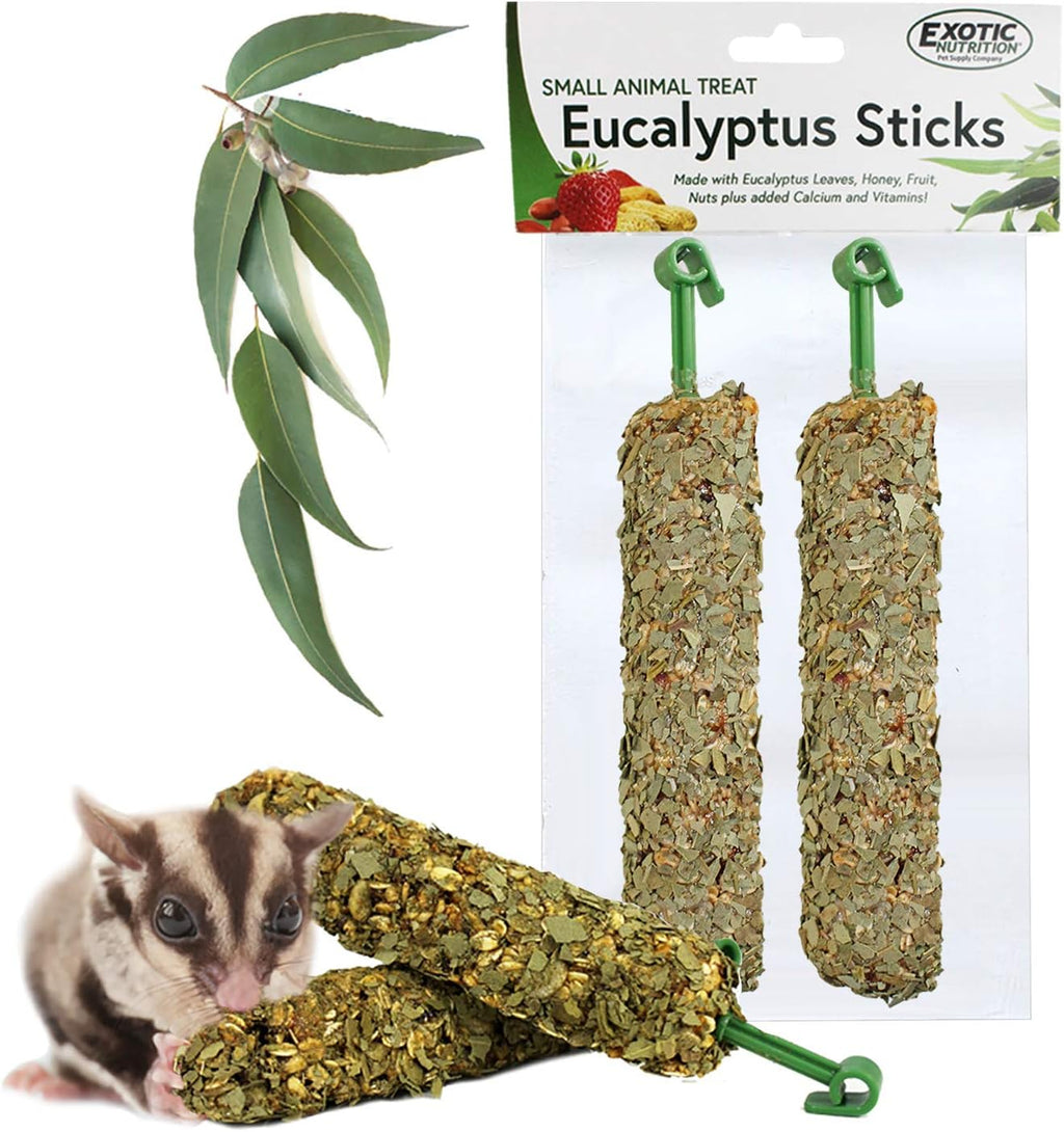 Exotic Nutrition Eucalyptus Sticks - Healthy Vitamin-Fortified Crunchy Chew Treat - Natural Treat for Sugar Gliders - Made with Eucalyptus Leaves, Oats, Fruit, Honey