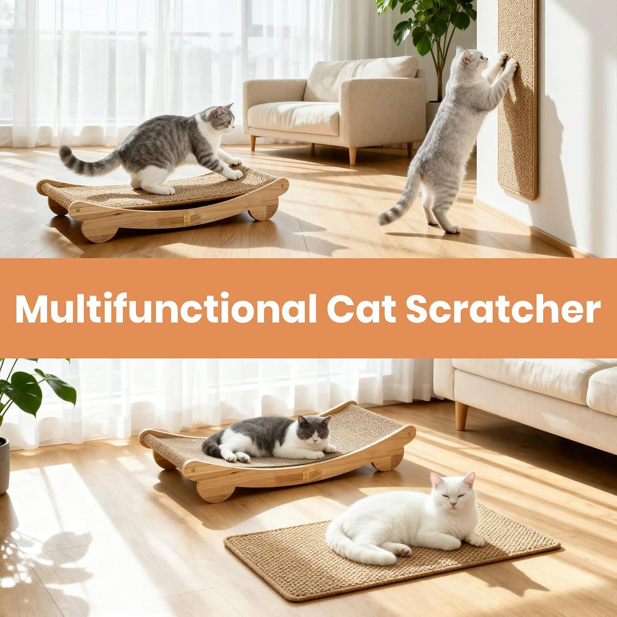 Extra Large 31.5" Cat Scratcher Bed & Mat Set