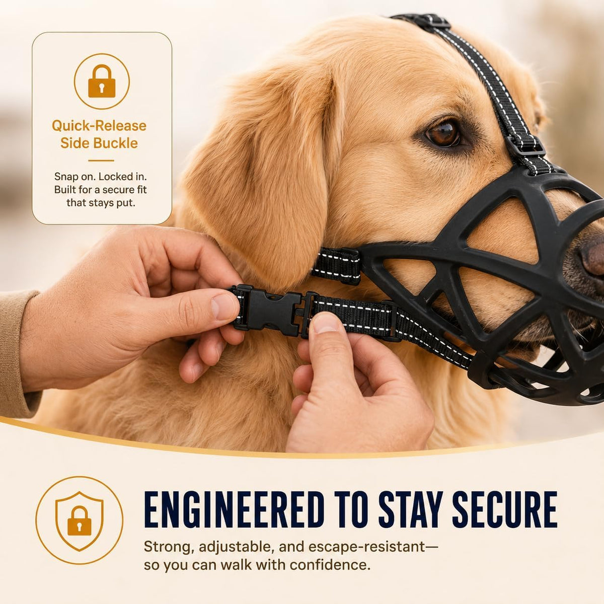 Dog Muzzle, Breathable Adjustable Basket Muzzle, X-Large, Black