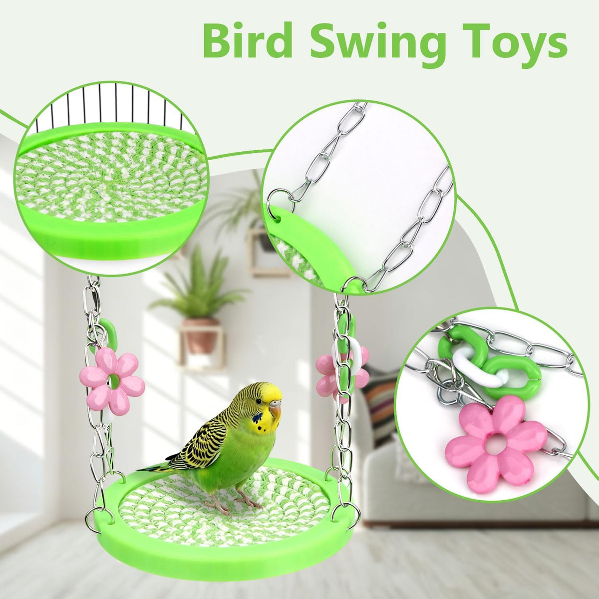 Litewoo Bird Swing Hammock Stand Climbing Toys for Parrot Cage