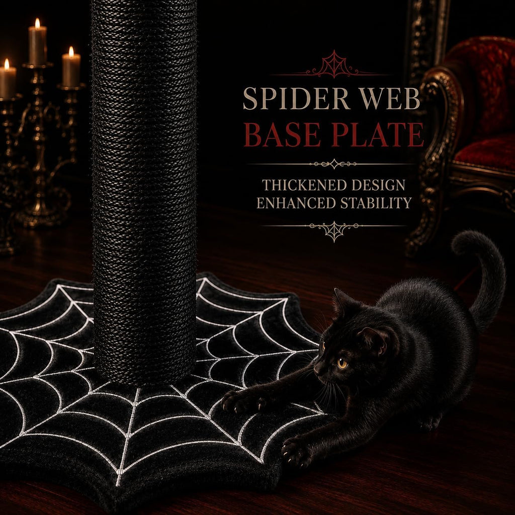 Gothic Cat Scratching Post with Spider Toys for Indoor Cats