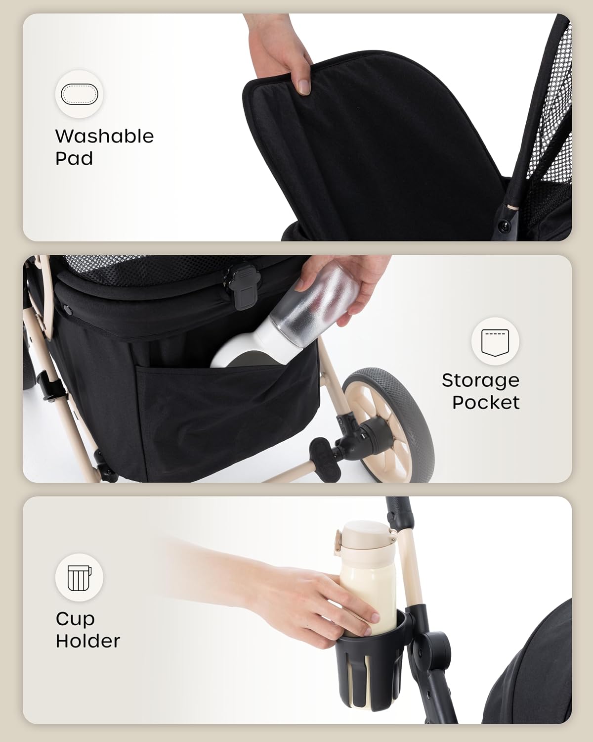 Dog Stroller for 1/2 Small Dogs & Medium Dogs,7/9 Rubber Wheels