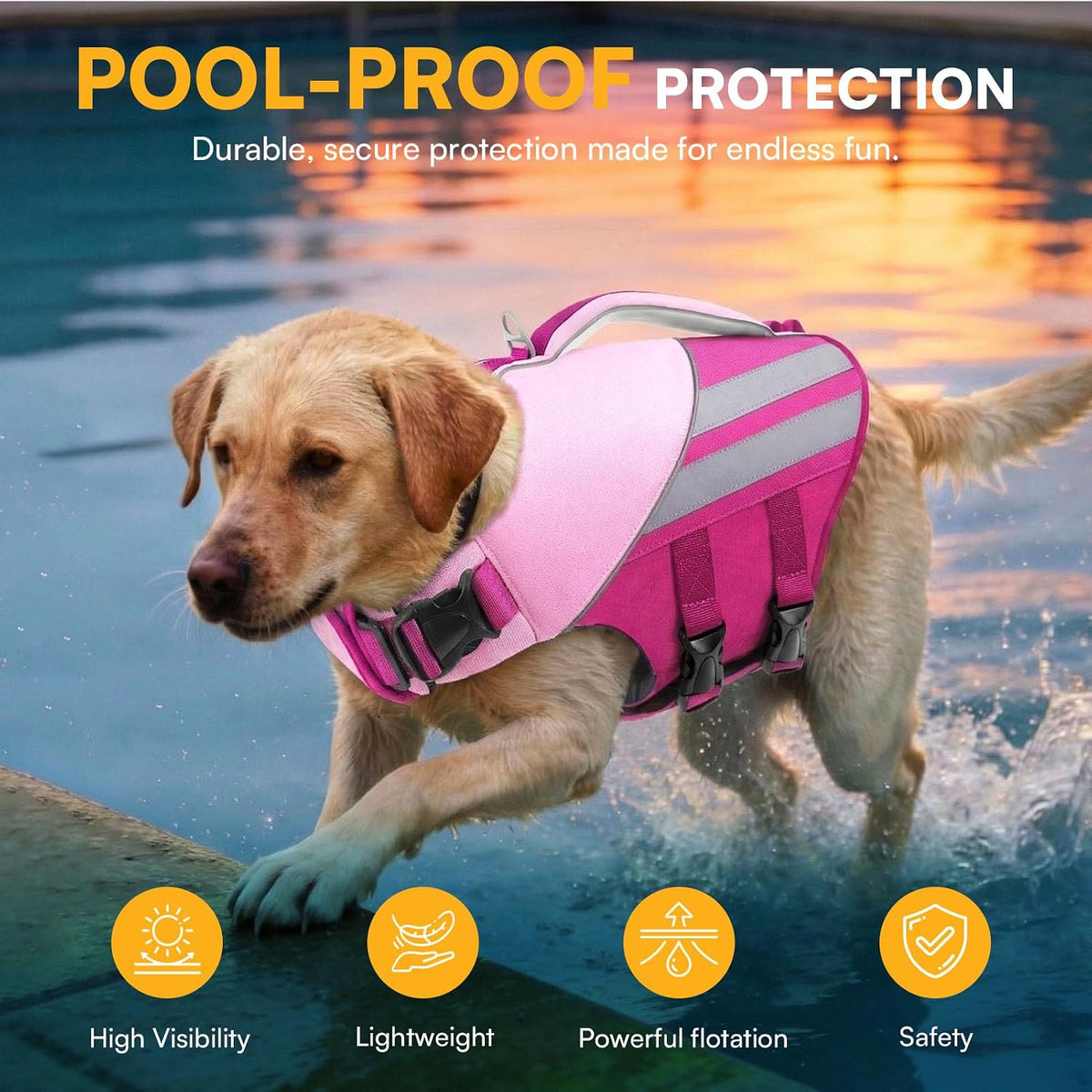 Queenmore Small Dog Life Jacket, Lightweight High Buoyancy Dog Life Vest