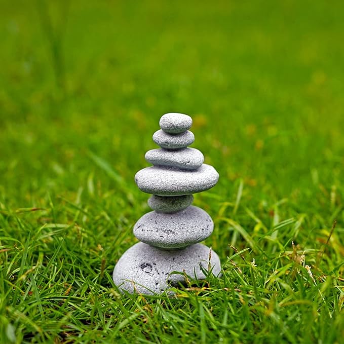 OwMell Balanced Stones Cairn Statue Garden Decor, Stacked Zen Rock Stone - Image 3