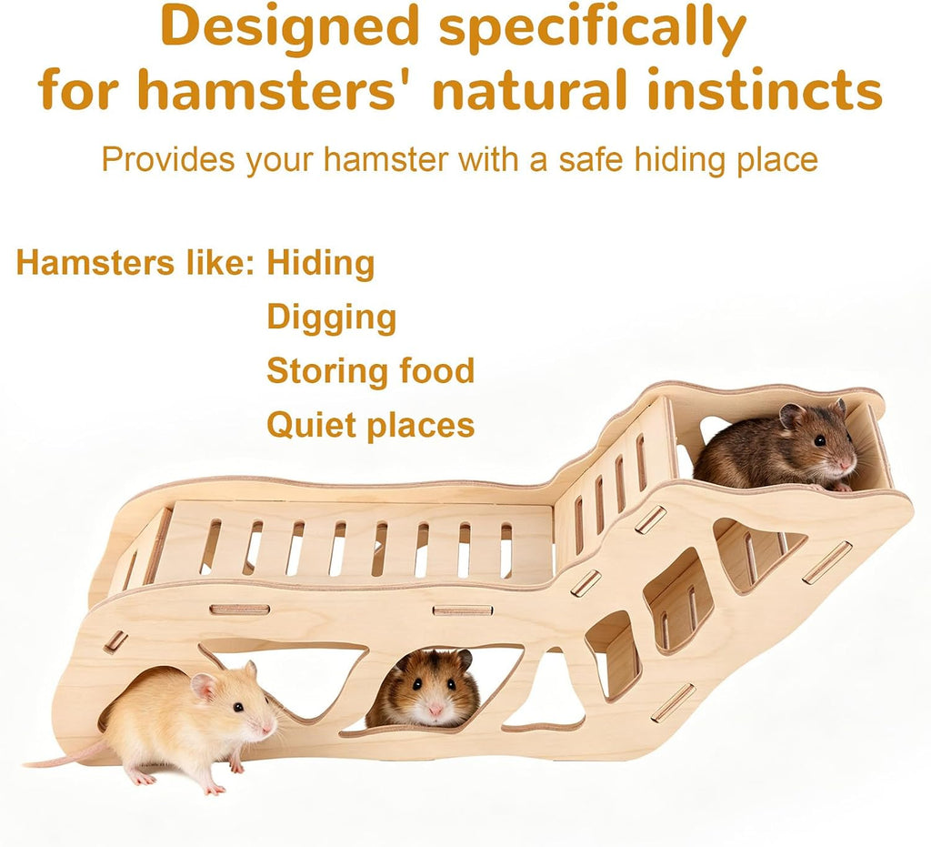 3pcs Hamster Play Wooden Platform, Hamster Game Wooden Platform Cage Accessories for Dwarf Syrian Hamsters Gerbils Mice and Other Small Pets