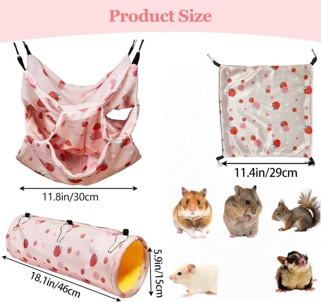 6Pcs Ice-Silk Cooling Honey Badger Hamster Hammock Drinking Puzzle Toy Set