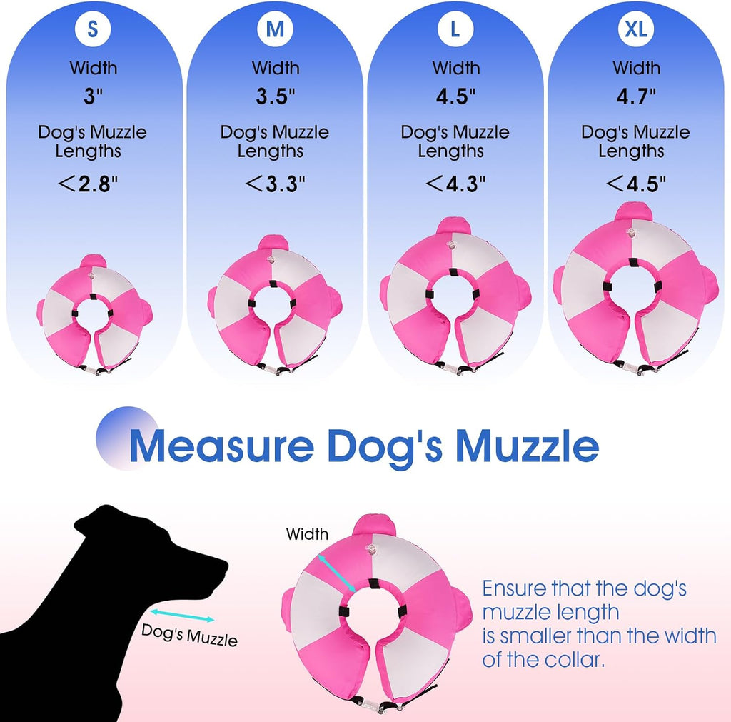 Inflatable Recovery Dog Collar -Lightweight Adjustable,Protective Donut Cone After Surgery for Wound Healing,Prevent from Biting or Scratching,Waterproof & Easy to Clean (Pink,L)