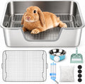 Rypet Large Stainless Steel Rabbit Litter Box Set for Small Animals