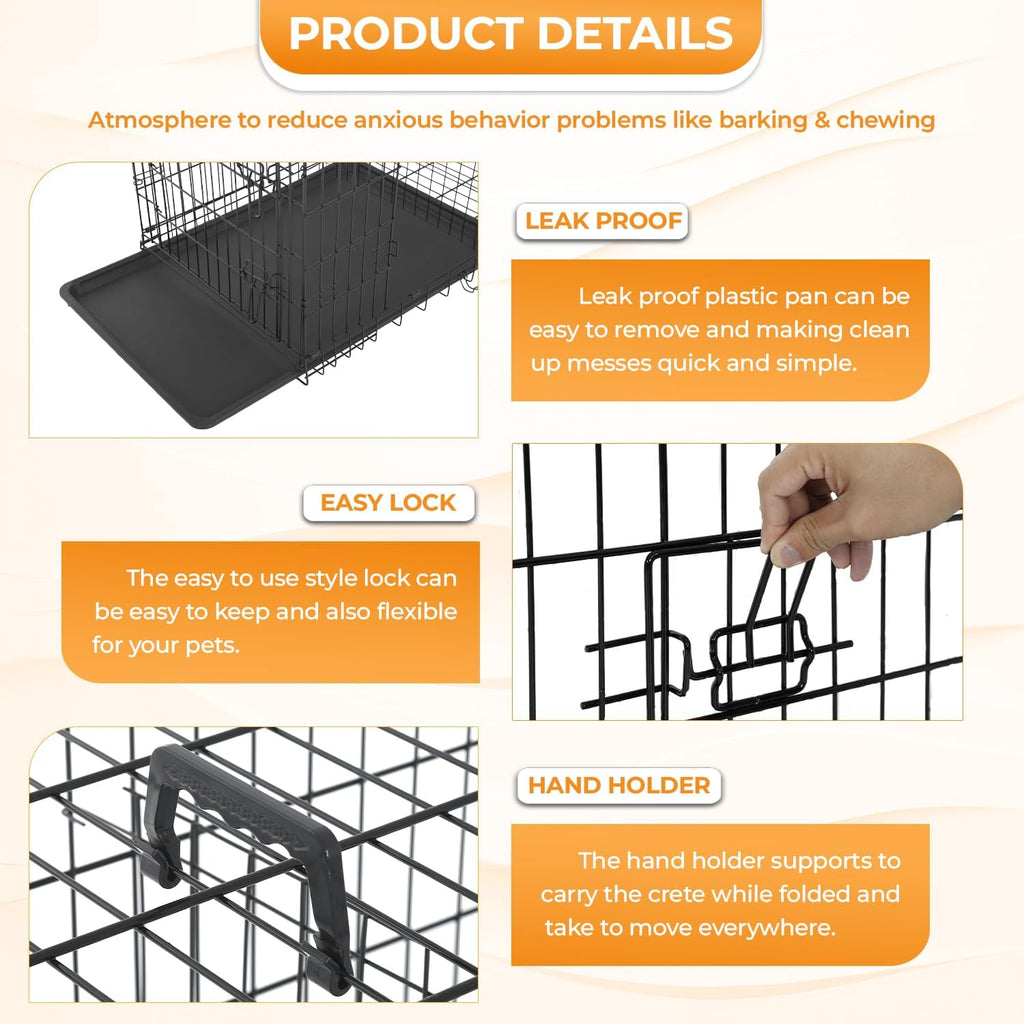 PayLessHere | 42 Inch Dog Crate for Medium Dogs | Black