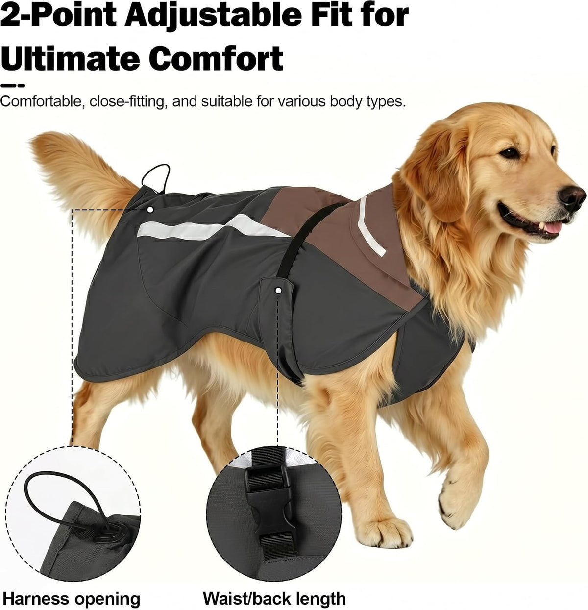 Lightweight Packable Dog Raincoat, Waterproof Windproof Dog Jacket