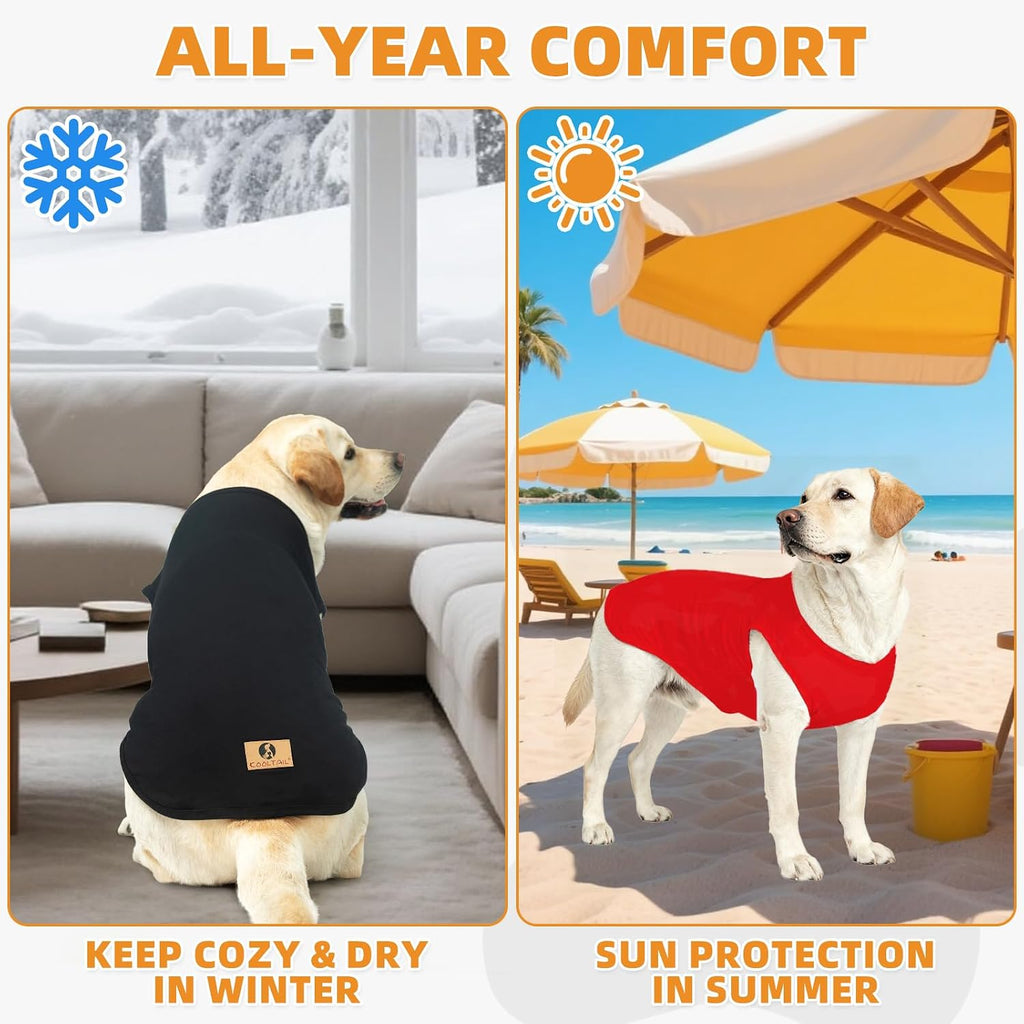 KOOLTAIL 2 Pack Large Dog T- Shirts, Soft Cotton Dog Clothes Tank Top, XXL