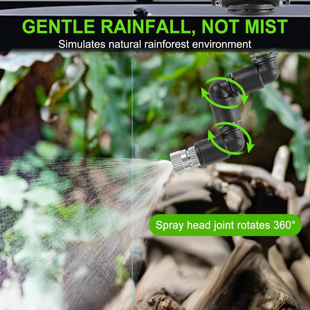 Reptile Misting System with Timer, 6 Nozzles, Self-Priming Pump, Fine Mist