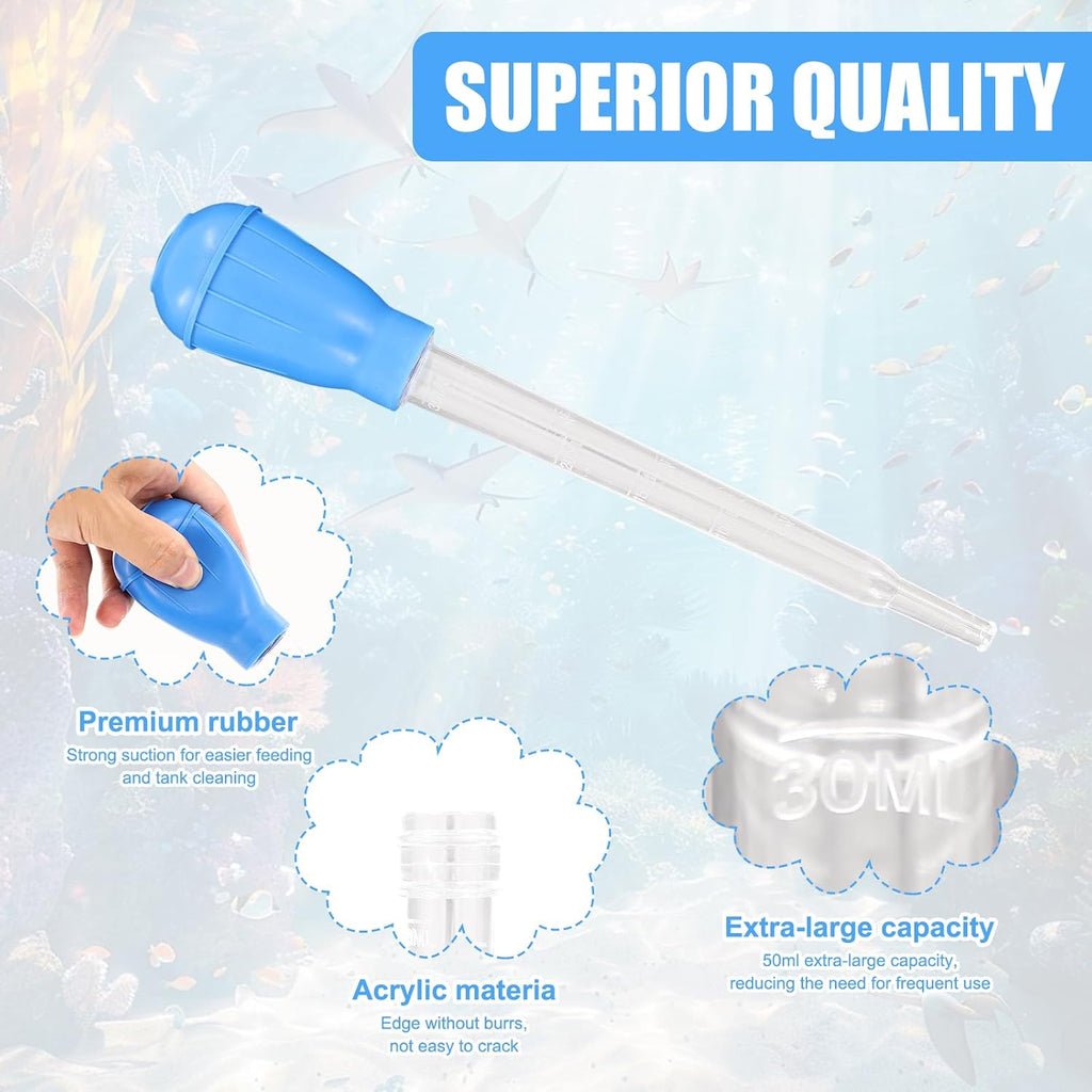 2 Sets Long Pipette for Fish Tank Coral Food Feeder Long Syringe Aquarium Coral Feeding Tube, with Extension Tube, Tweezers, for Reef Roids Aquatic Plant Snake Lizard Axolotls, Fish Tank Accessories