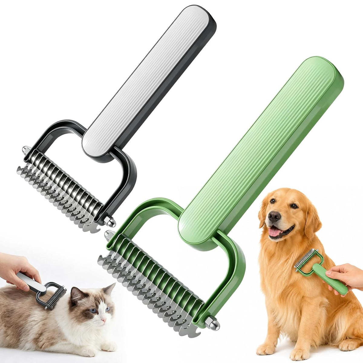 2PC Double Sided Dematting Comb for Dogs and Cats, Pet Grooming Comb