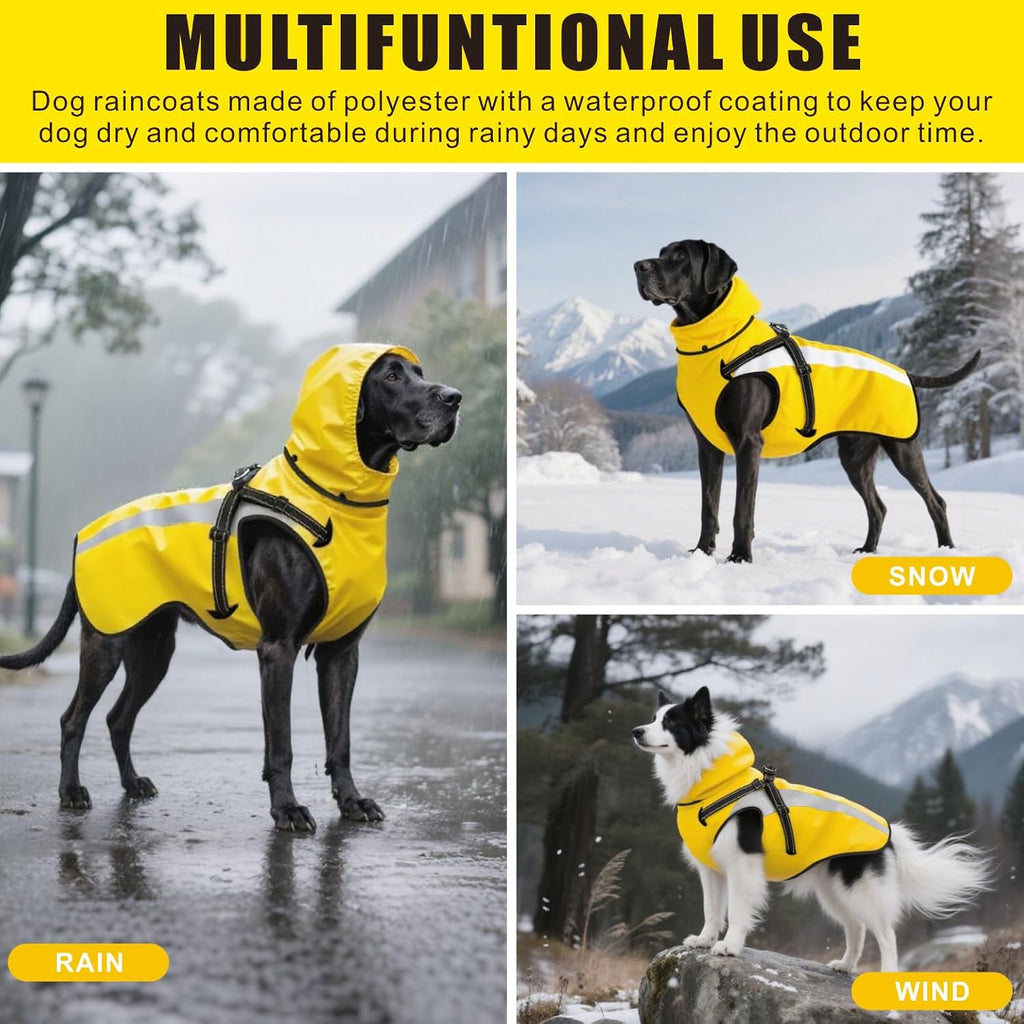Dog Raincoat Waterproof Raincoats for Dog Reflective Dogs Rain Jackets with Hood Hoodie Pet Rain Poncho Coat for Small Medium Large Dogs Puppies S-XXL (Yellow, S)