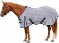 Navy Beige Plaid Horse Stable Sheet with Front Gussets, Lightweight Polyester Sheet for Horses, Travel, Stable & Show Use (Navy Beige Plaid, 72")