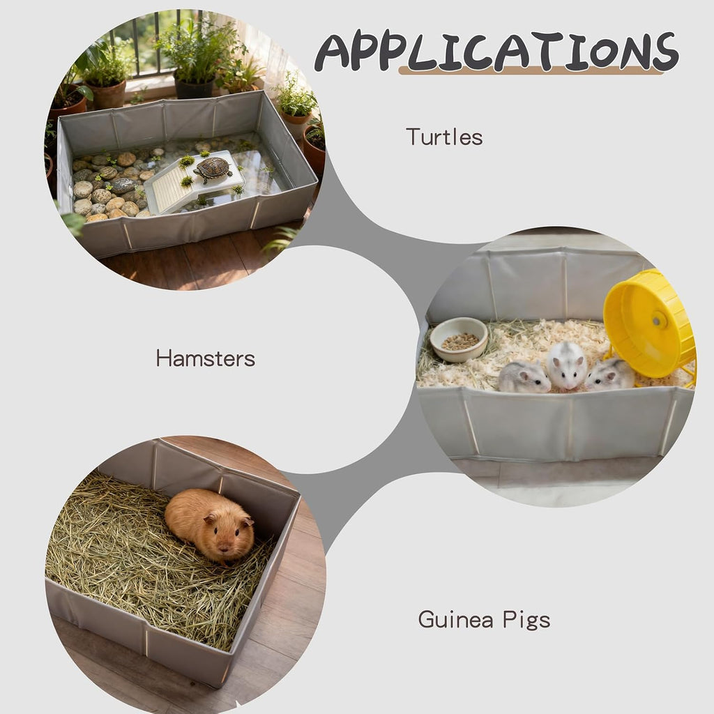 Small Animal Playpen, Thicken PVC Foldable & Waterproof Small Dog Pool