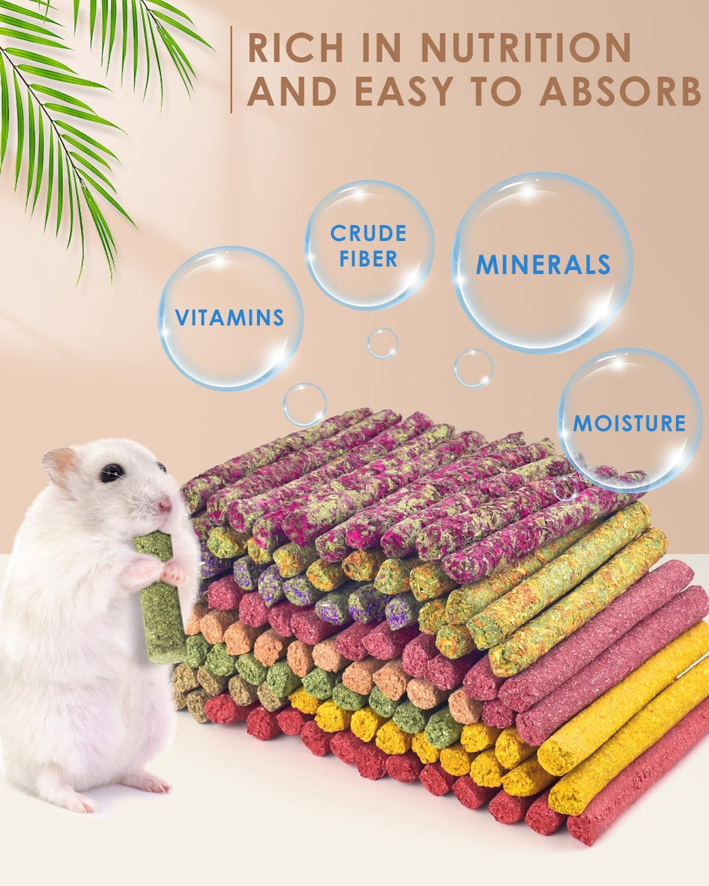 Bissap 108PCS Rabbit Chew Sticks, Natural Molar Treats for Small Animal