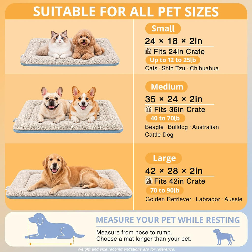 Dog Crate Pad 35" x 24" Self Warming Pet Bed for Medium Dogs, Gray