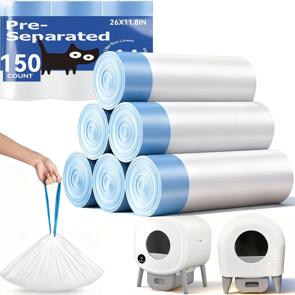 150 Count Cat Litter Box Bags for Automatic Cat Litter Box with Drawstring