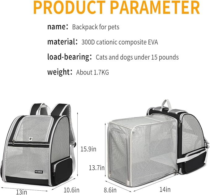Cat Backpack，Expandable Cat Carrier Backpack, Dog Backpack Carrier and Pet - Image 4