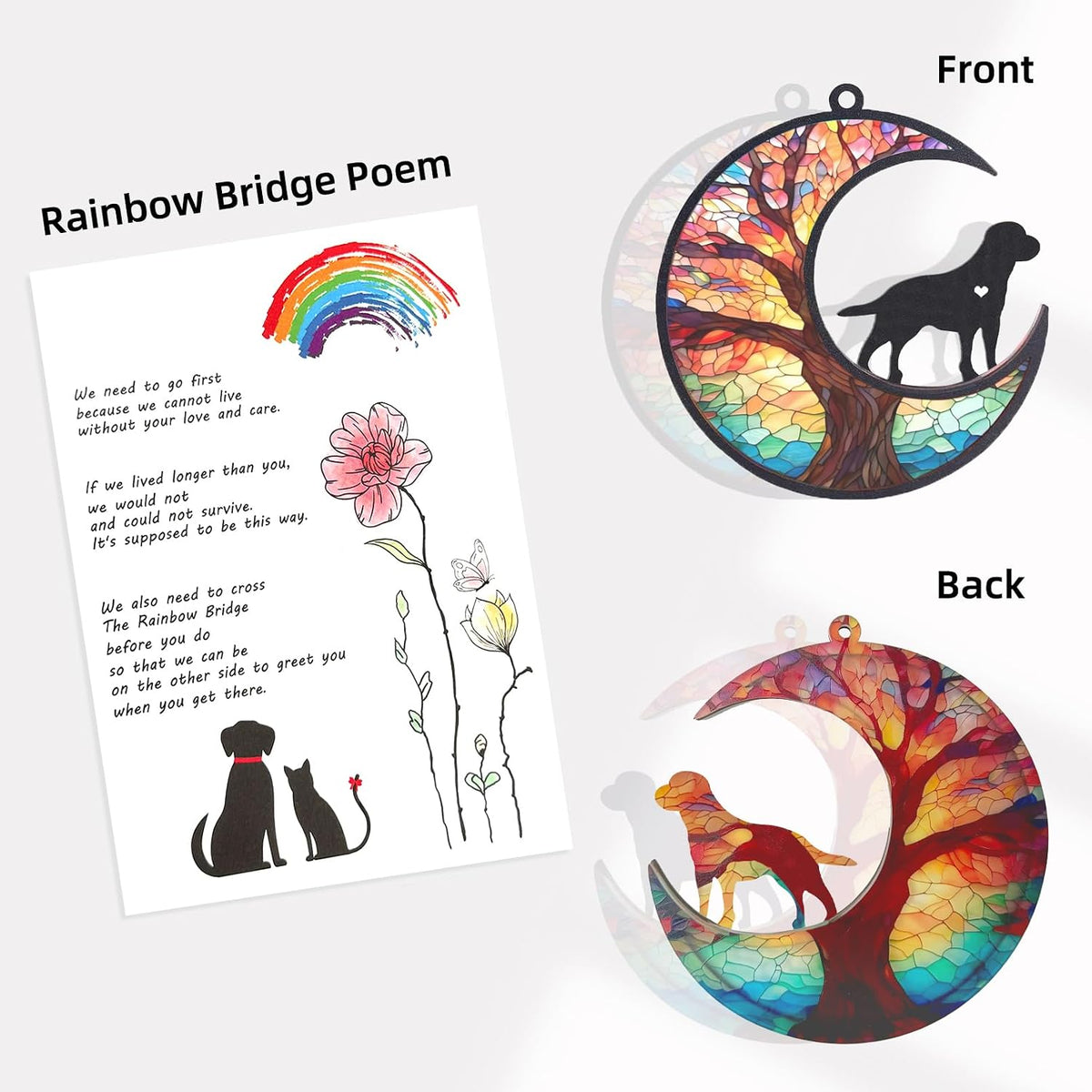Dog Memorial Gifts for Loss of Dog Angel - Pet Dogs Memorial Suncatcher Gifts for DIY Dogs Death Sympathy Pass Away Gift with Card Name Date