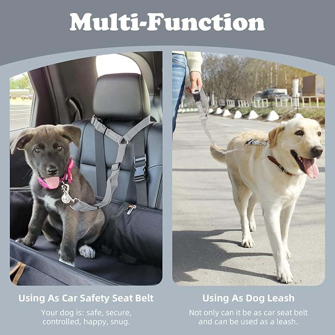 BWOGUE Pet Dog Cat Seat Belts, Car Headrest Restraint Adjustable Safety Leads - Image 6