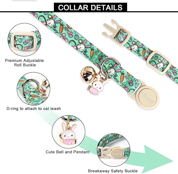 Lionet Paws 2pcs Pack Easter Cotton Cat Collar, Breakaway Buckle - Image 4