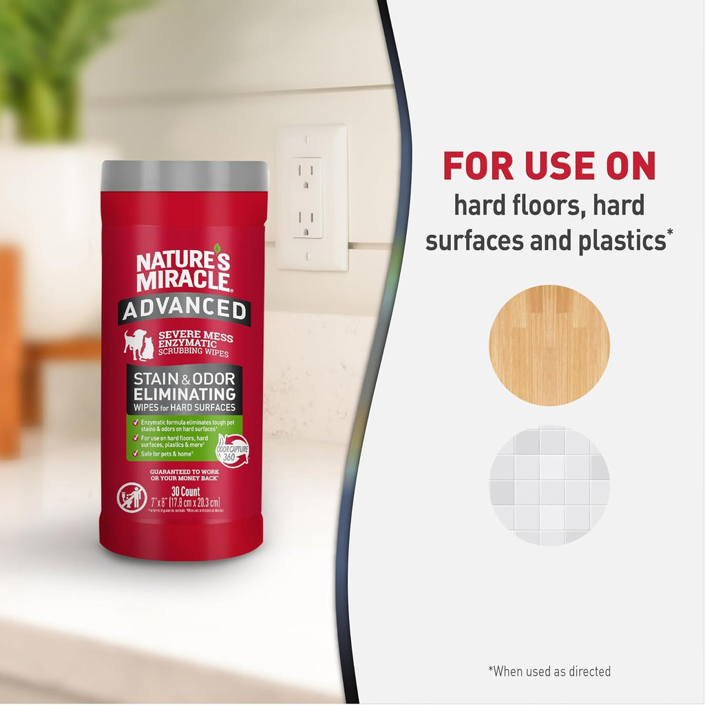 Nature's Miracle Advanced Pet Stain & Odor Eliminating Wipes, 30 Count