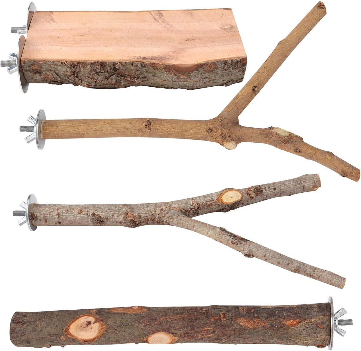 9 Pcs Apple Wood Bird Perch, Platform & Rope Set for Cage