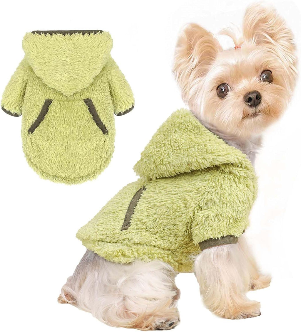 Dog Sweater Dog Winter Clothes for Small Dogs Boy Girl Pet Hoodies Puppy Cold Weather Coats Fall Doggie Sweatshirt for Chihuahua Yorkie Cat Sweater Costumes, Green, M