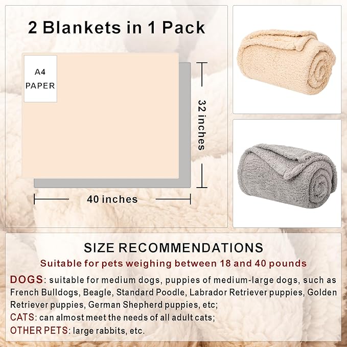 2 Blankets, Dog Cat Pet Blanket, Soft Warm Fleece, - Image 2