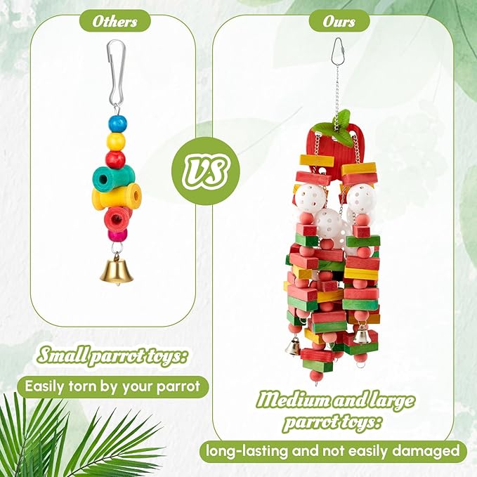 4 Pcs Extra Large Bird Parrot Toy Multicolored Natural Wooden Parrot Cage - Image 7