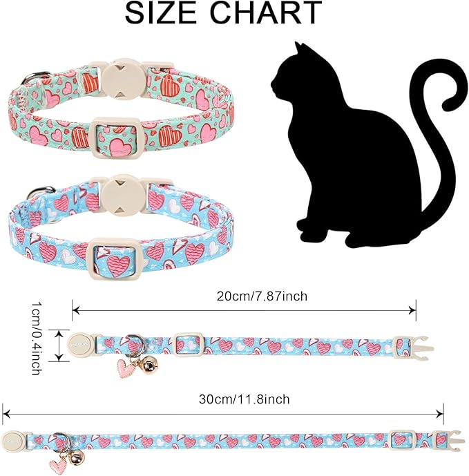 Cat Collar, 2 Pack Valentines Day Cat Collar Breakaway, Safety Adjustable - Image 4