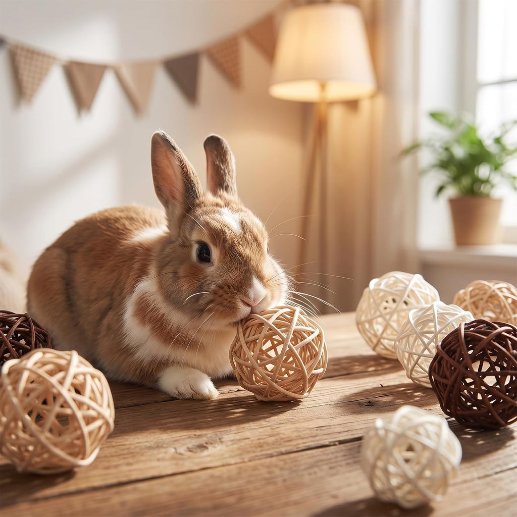 30pcs Bunny Chew Grass Balls, Willow Balls for Rabbits Guinea Pig Chew Toys