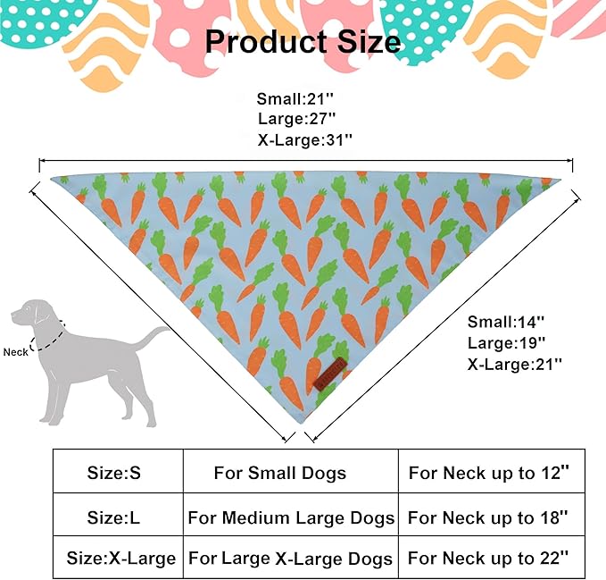 ADOGGYGO Easter Dog Bandanas 2 Pack, Reversible Bunny Carrot Print Puppy Scarf - Image 4