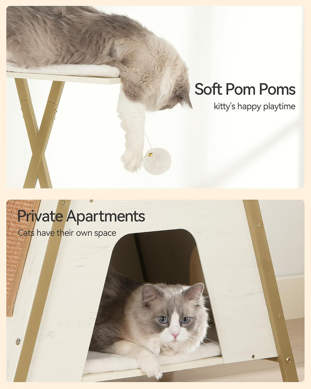 FourFurPets 72.4" Modern Cat Tree for Indoor Cats, Multi-Level Cat Condo