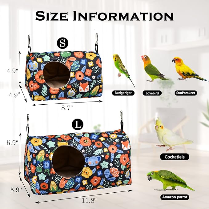 Bird Warm Bed Sleeping Nest House Snuggle Hanging Hut Hammock Hideaway Cave - Image 2
