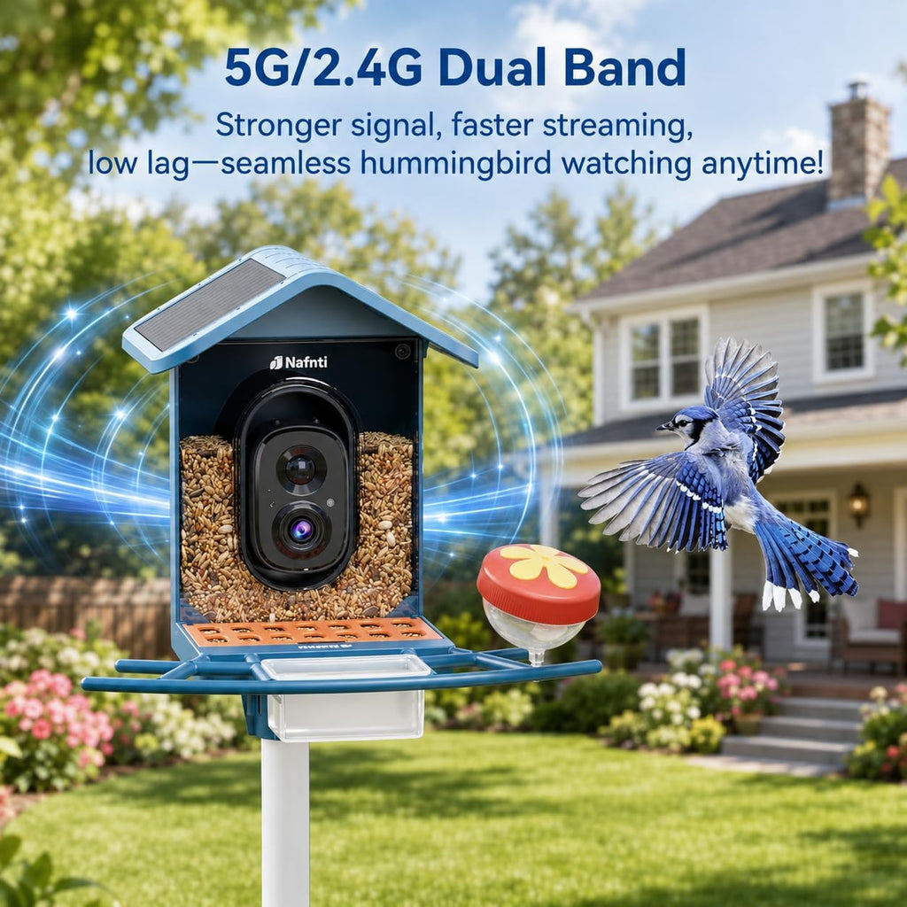 Smart Bird Feeder with Camera 5GHz No Subscription, Solar Powered