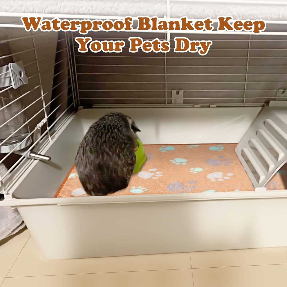 YUEPET Guinea Pig Blankets 3 Pack, Waterproof-Backed Fleece Liners, S